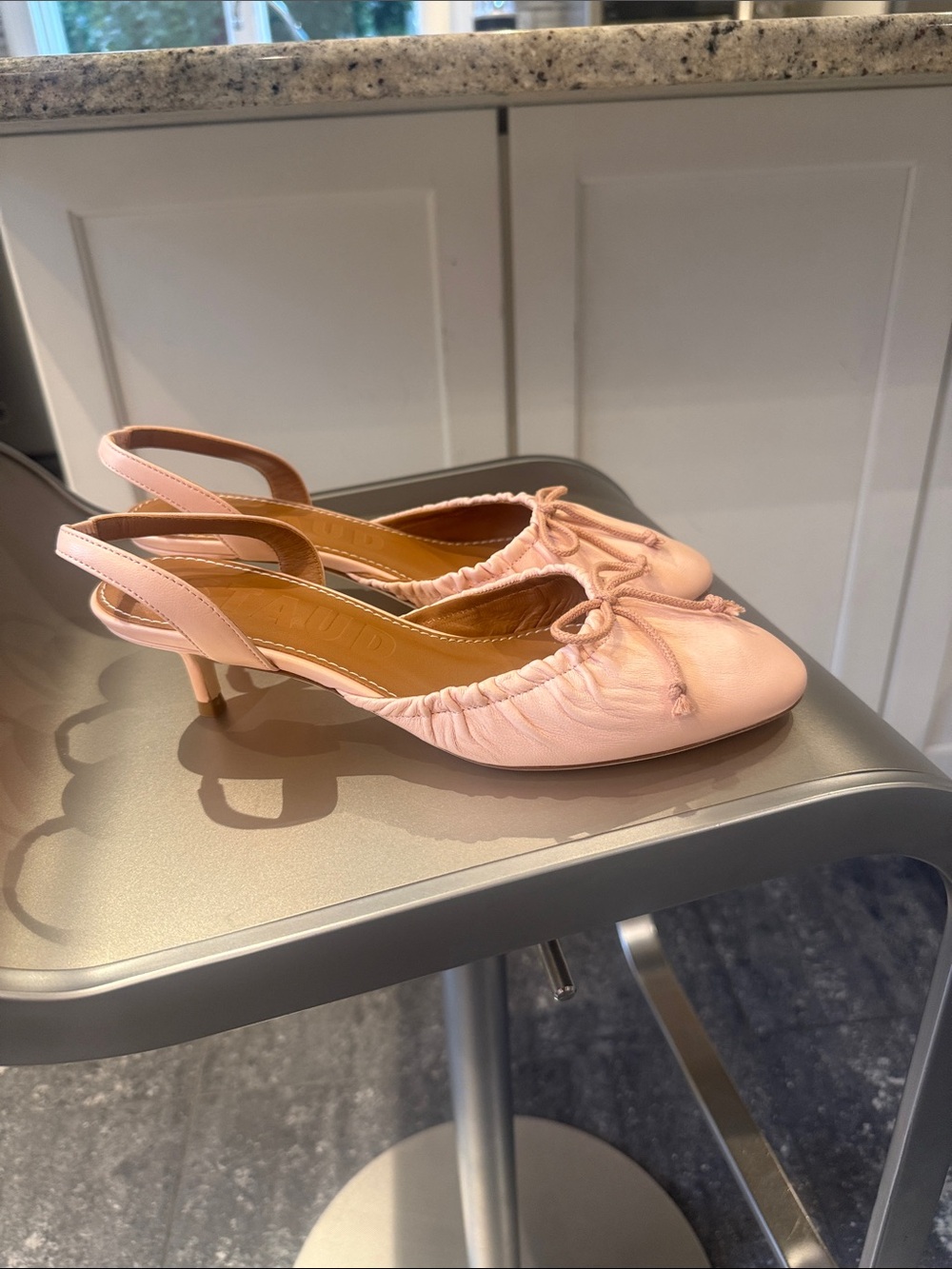 NIB STAUD Alba Blush Pink Ballet Slingback Kitten Heel - Picture 3 of 8